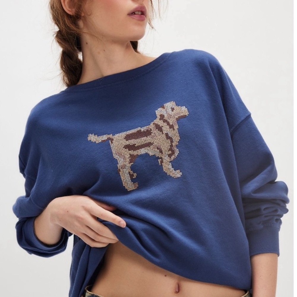 FREE PEOPLE➕RAGABOND Best Friend Cross Stitch Crewneck NWT